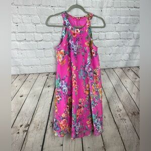 Betsey Johnson Chiffon Pink Floral Tent Sleeveless Trapeze Flair Dress SZ 2 LKNW